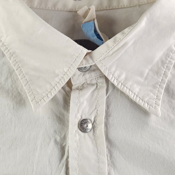 VTG Campus By Marc O Polo XL Germany Made Snap Up Long Sleeve Elbow Patch White - Picture 4 of 16